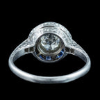 Antique Art Deco Diamond Sapphire Target Cluster Ring 0.70ct Diamond
