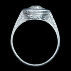Antique Art Deco Diamond Sapphire Target Cluster Ring 0.70ct Diamond