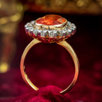 Antique Edwardian Fire Opal Diamond Cluster Ring 3.4ct Opal