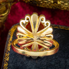 Antique Edwardian Fire Opal Diamond Cluster Ring 3.4ct Opal