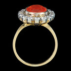 Antique Edwardian Fire Opal Diamond Cluster Ring 3.4ct Opal