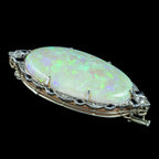 Antique Art Deco Opal Diamond Onyx Brooch 18ct Gold With Box 