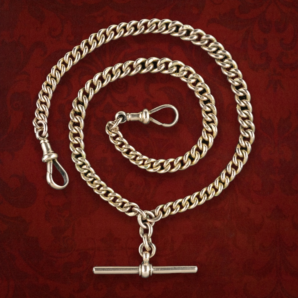 Antique Edwardian Albert Chain 9ct Gold 