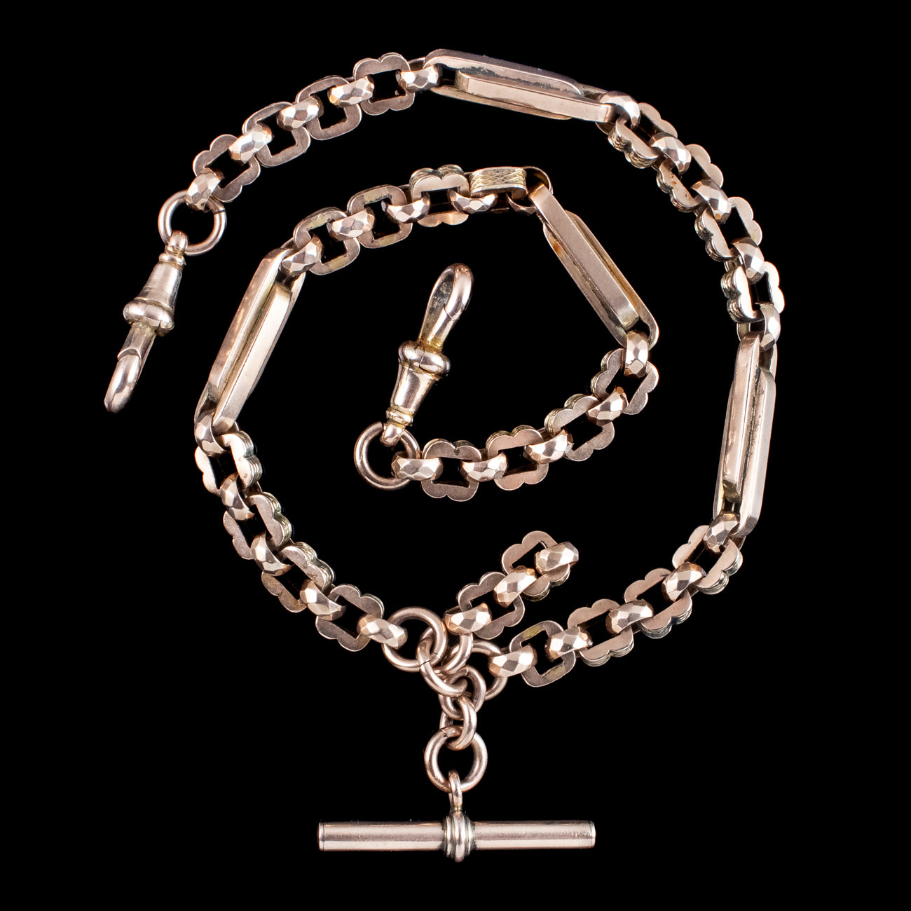 Antique Edwardian Albert Chain 9ct Gold With T Bar Secondary image
