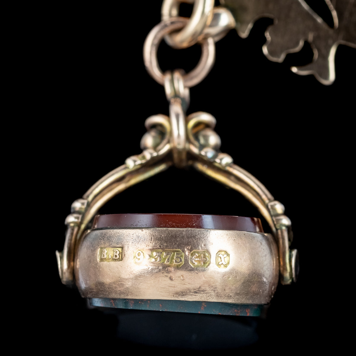 Antique Edwardian Albert Chain 9ct Gold With Medallion And Swivel Fob 