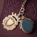 Antique Edwardian Albert Chain 9ct Gold With Medallion And Swivel Fob 