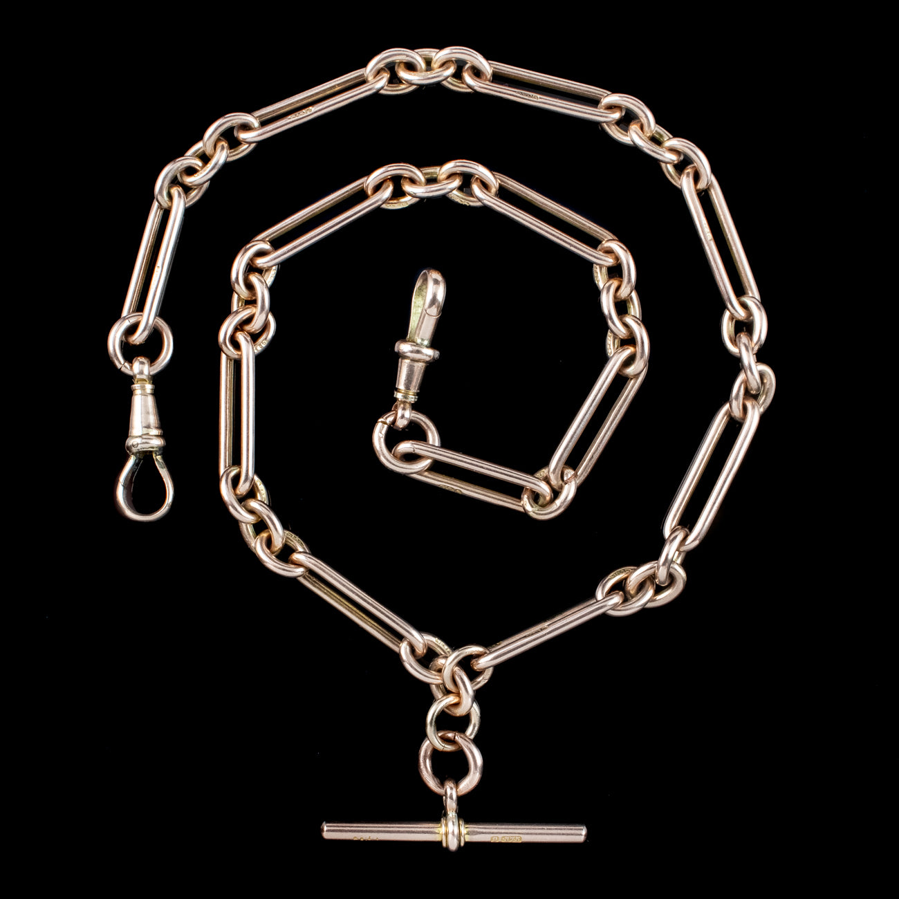 Antique Edwardian Albert Chain 9ct Rose Gold Dated 1916 Secondary image