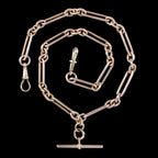 Antique Edwardian Albert Chain 9ct Rose Gold Dated 1916