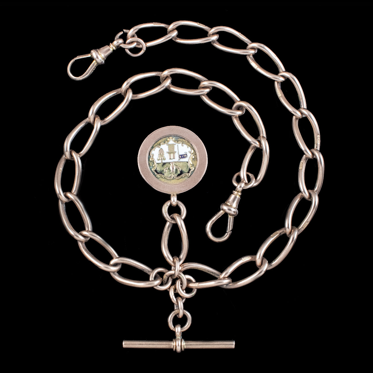 Antique Edwardian Albert Chain 9ct Gold With Medal Dated 1914 Secondary image