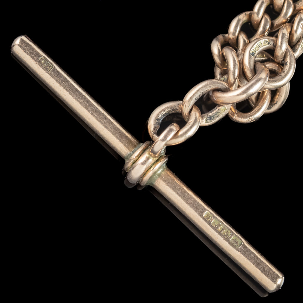 Antique Edwardian Albert Chain 9ct Gold Dated 1915