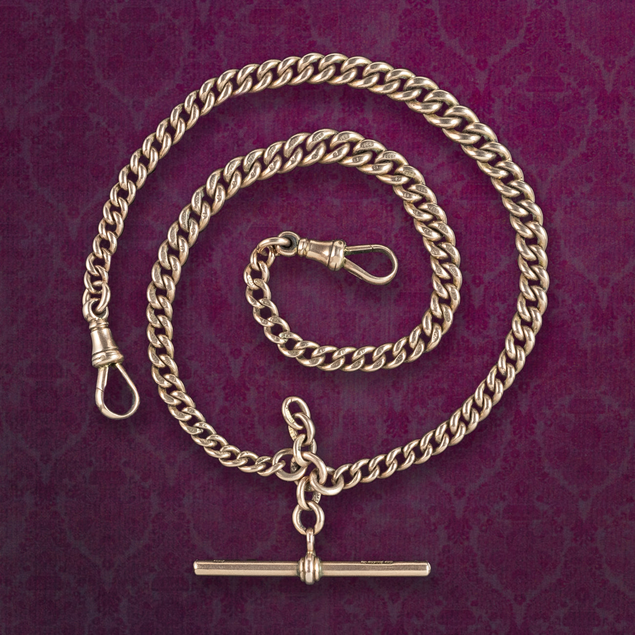 Antique Edwardian Albert Chain 9ct Gold Dated 1915 Main image