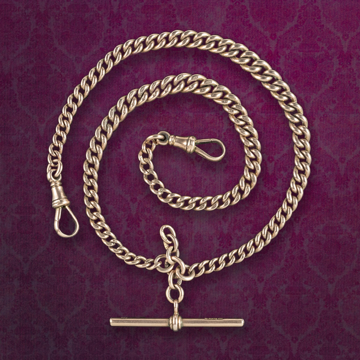 Antique Edwardian Albert Chain 9ct Gold Dated 1915