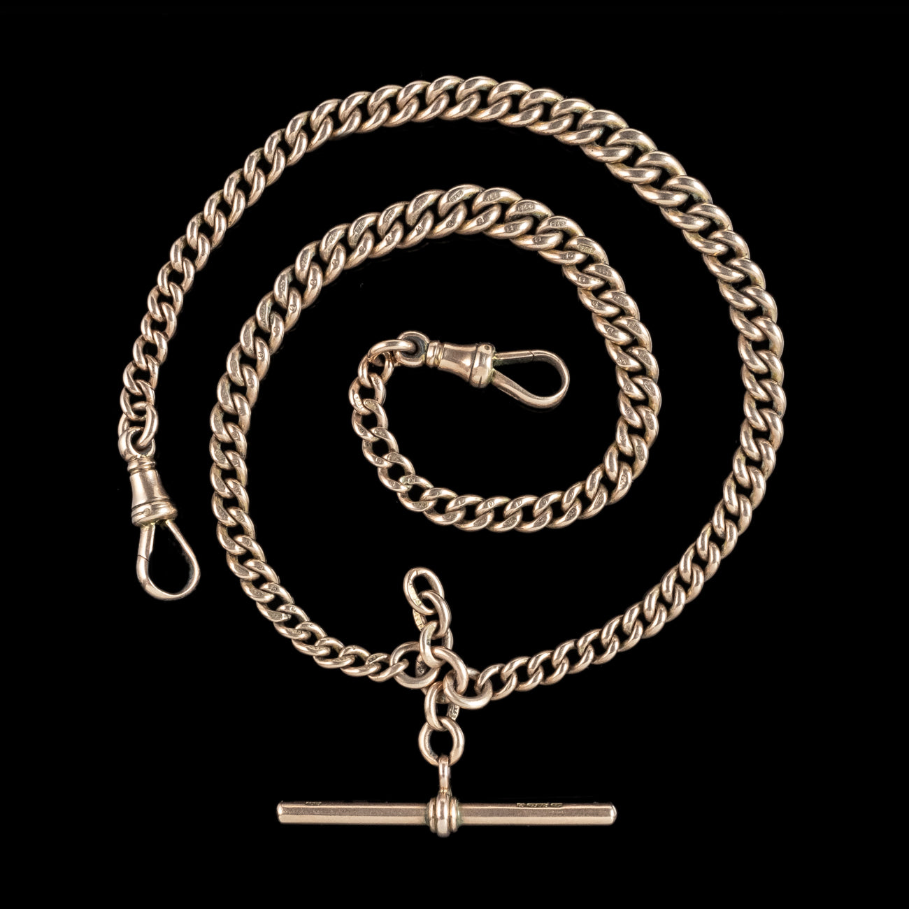 Antique Edwardian Albert Chain 9ct Gold Dated 1915 Secondary image