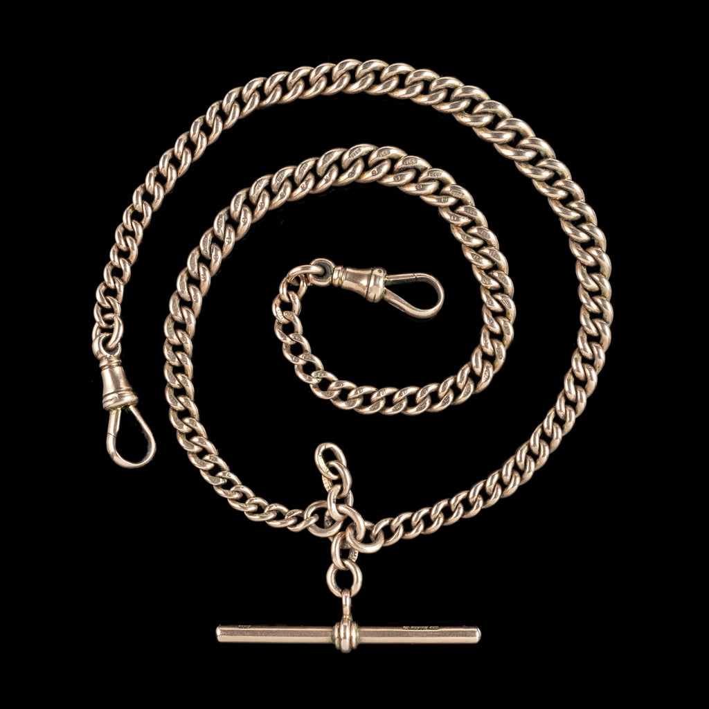 Antique Edwardian Albert Chain 9ct Gold Dated 1915