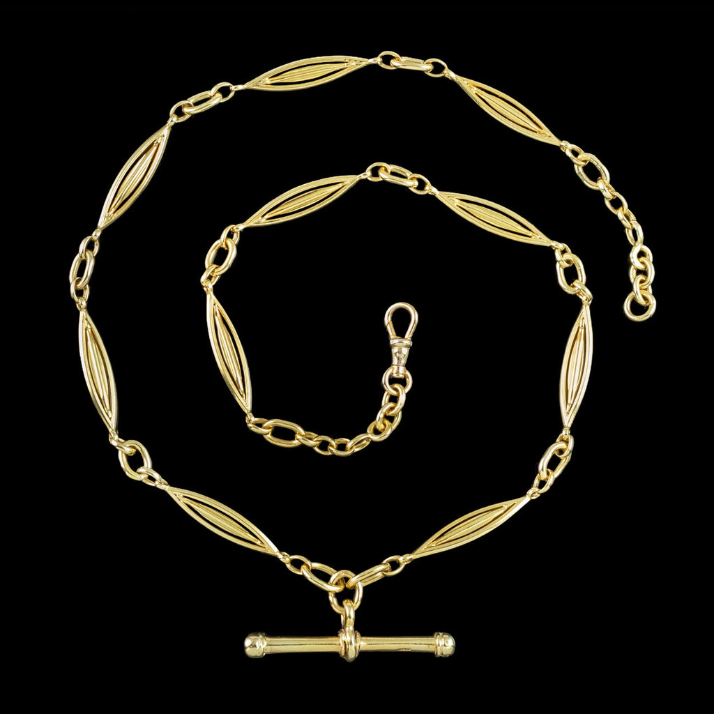 Antique Edwardian Albert Chain Necklace 18ct Gold