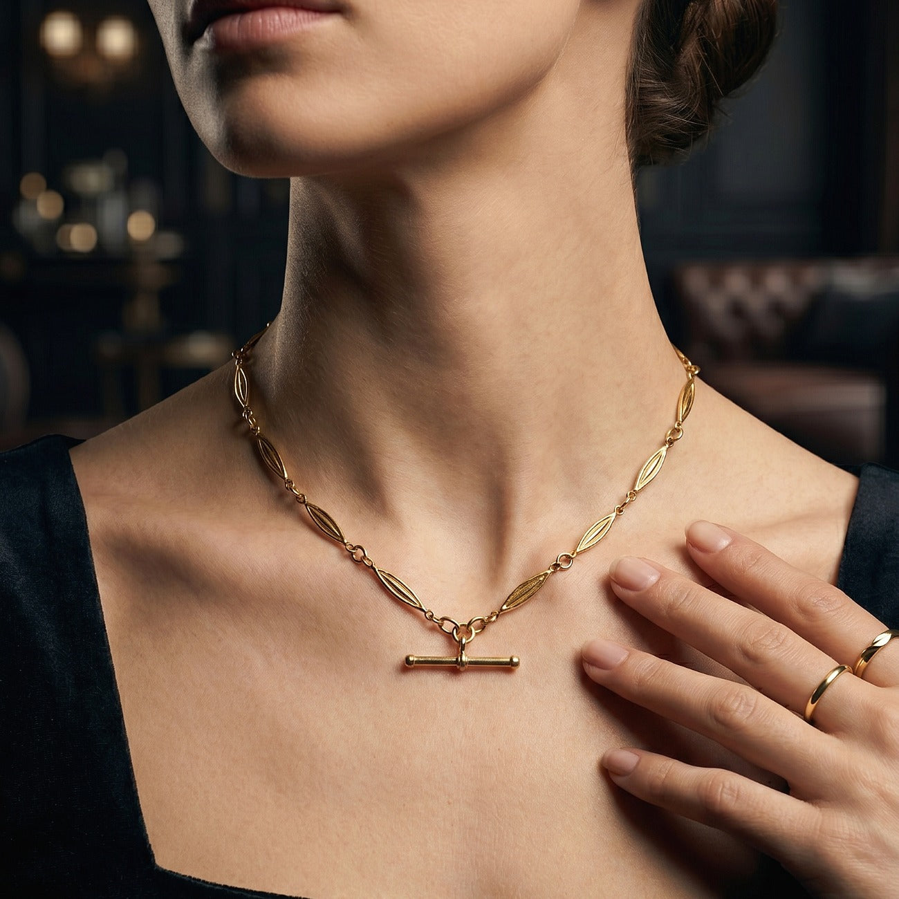 Antique Edwardian Albert Chain Necklace 18ct Gold Secondary image