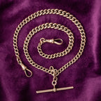 Antique Edwardian Albert Chain 9ct Gold Dated 1915