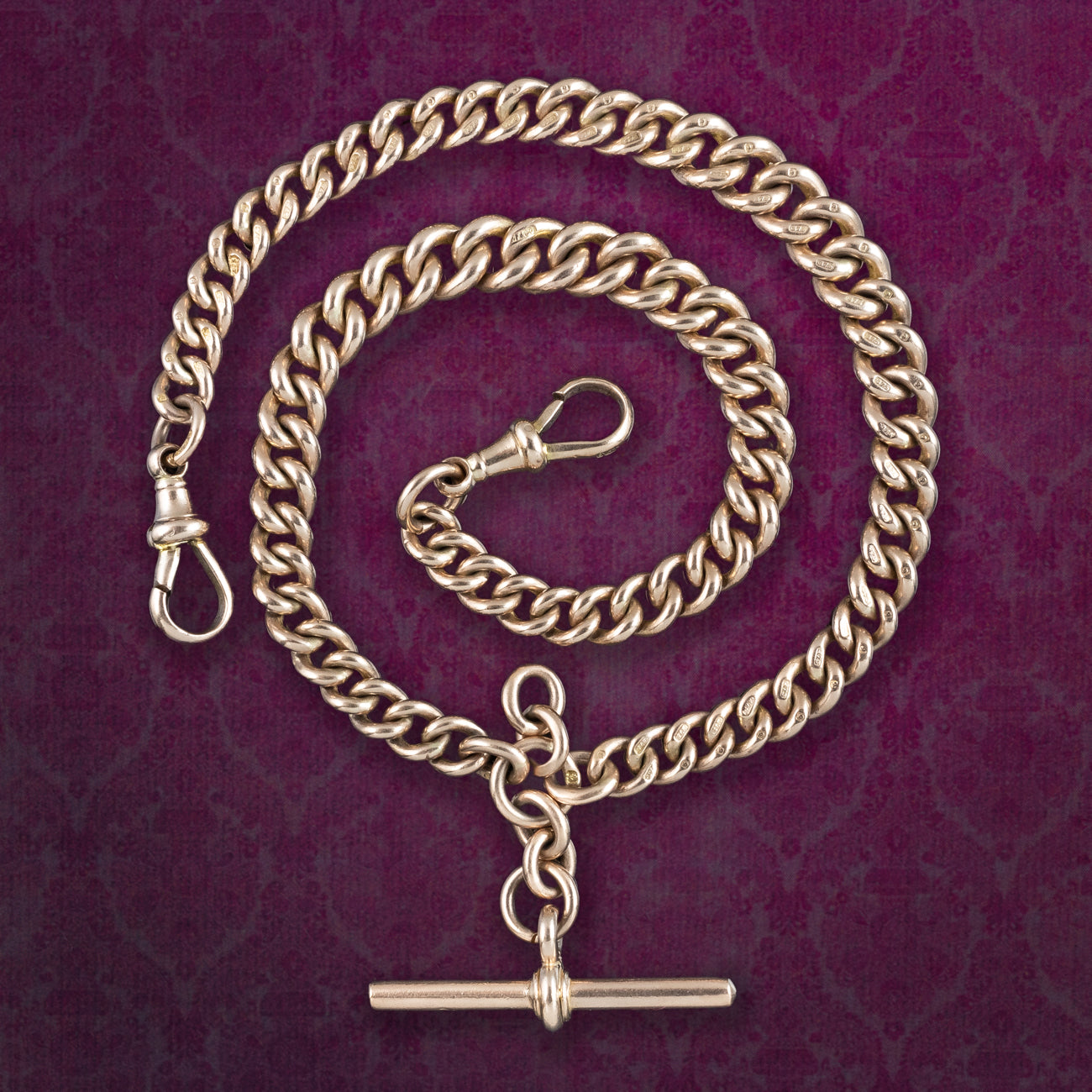Antique Edwardian Albert Chain 9ct Rose Gold  Main image