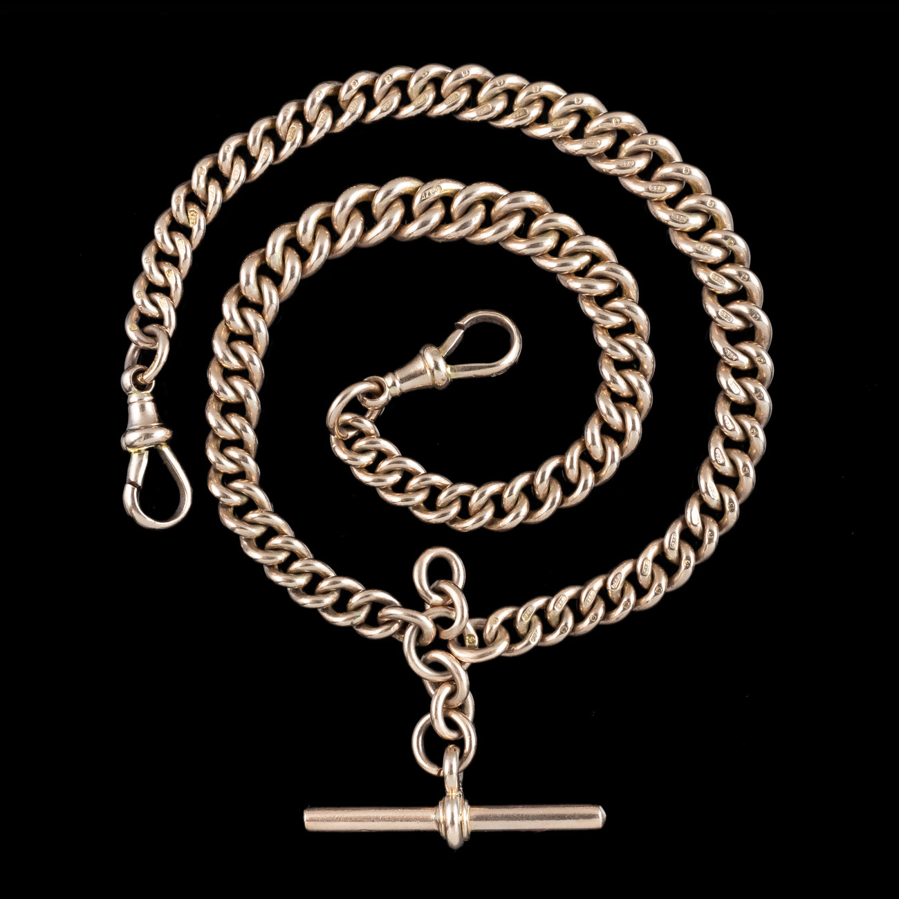 Antique Edwardian Albert Chain 9ct Rose Gold Secondary image