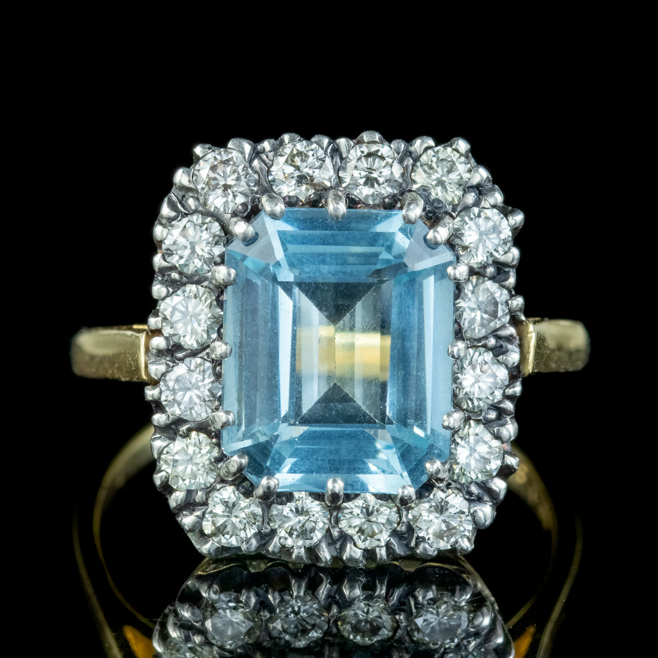 Antique Edwardian Aquamarine Diamond Cluster Ring 4ct Aqua Secondary image