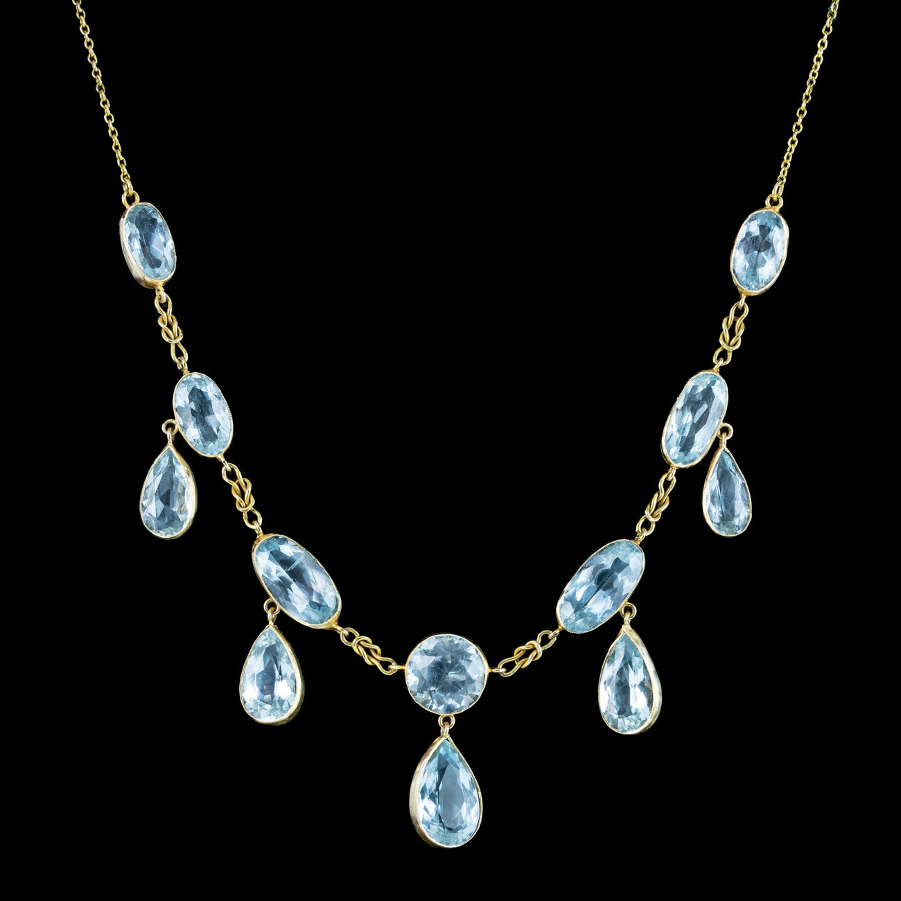 Antique Edwardian Aquamarine Dropper Necklace 36ct Total Secondary image