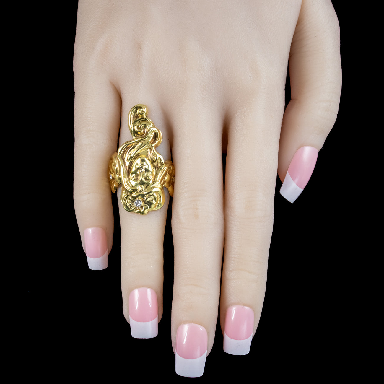 Antique Edwardian Art Nouveau Diamond Nymph Maiden Ring 