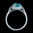 Antique Edwardian Blue Zircon Diamond Cluster Ring 2.5ct Zircon