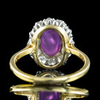 Antique Edwardian Star Ruby Diamond Ring 1.8ct Cabochon Ruby
