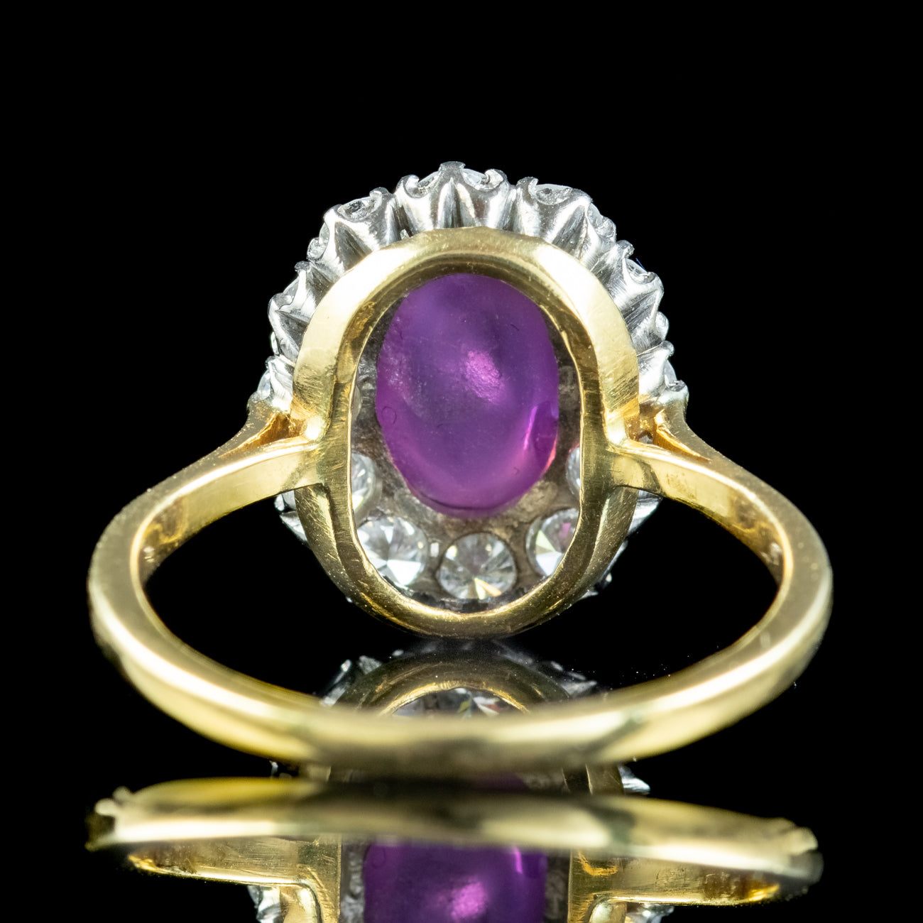 Antique Edwardian Star Ruby Diamond Ring 1.8ct Cabochon Ruby