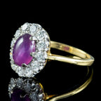 Antique Edwardian Star Ruby Diamond Ring 1.8ct Cabochon Ruby