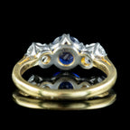 Antique Edwardian Ceylon Sapphire Diamond Trilogy Ring 1.51ct Sapphire With Certs