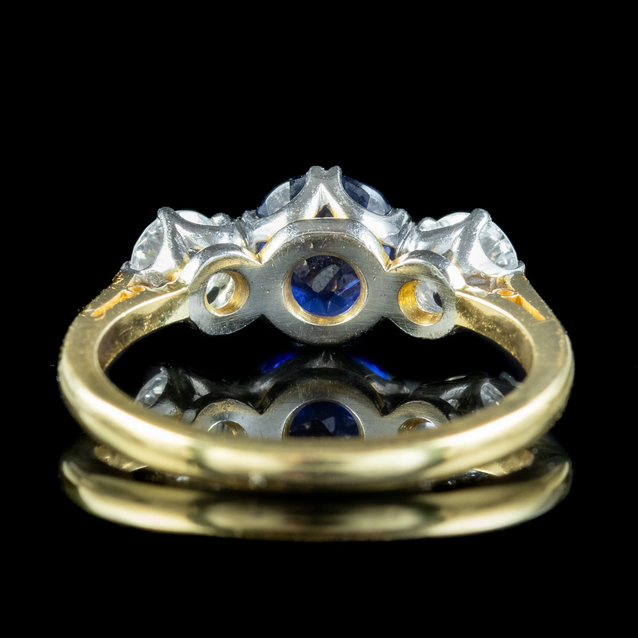Antique Edwardian Ceylon Sapphire Diamond Trilogy Ring 1.51ct Sapphire With Certs