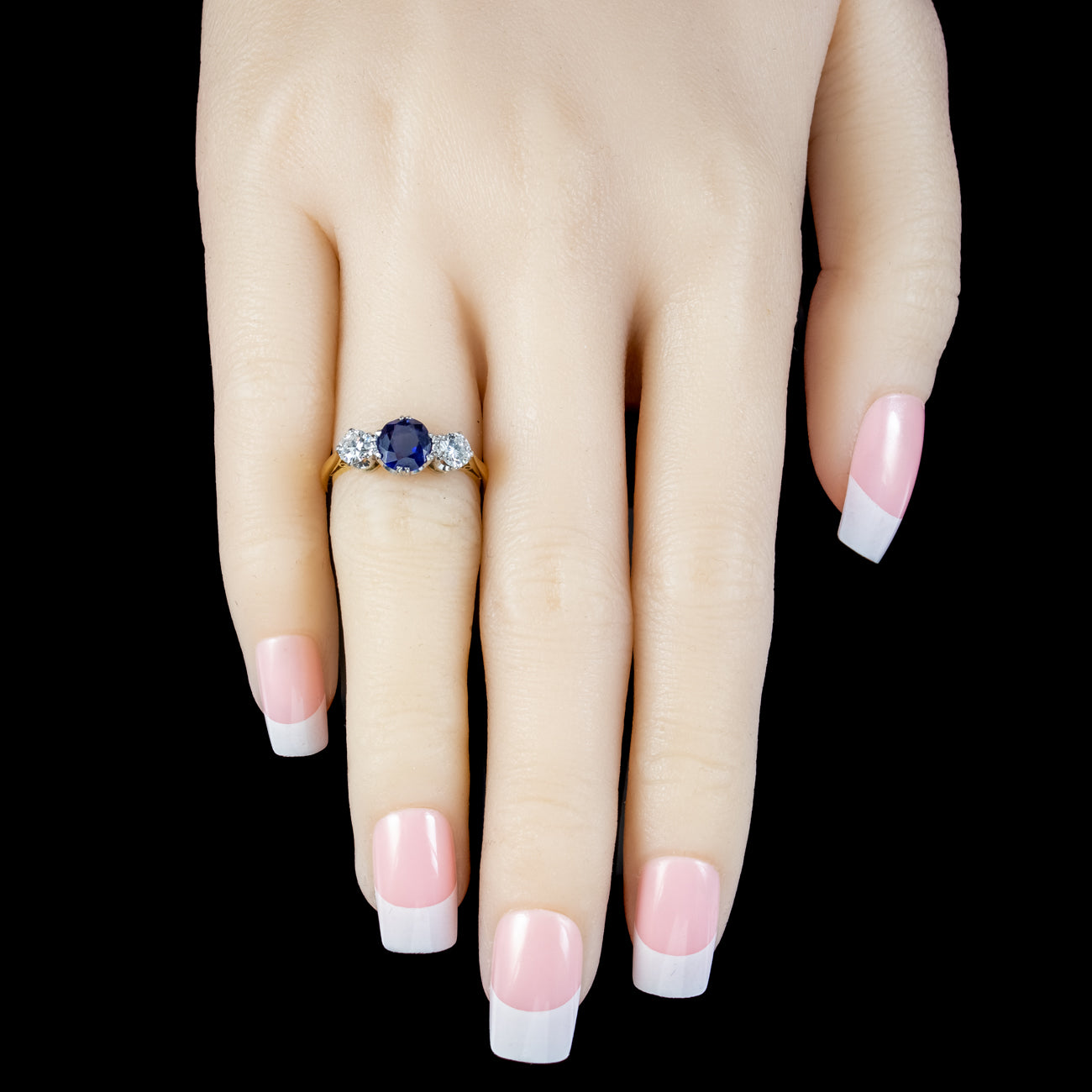 Antique Edwardian Ceylon Sapphire Diamond Trilogy Ring 1.51ct Sapphire With Certs