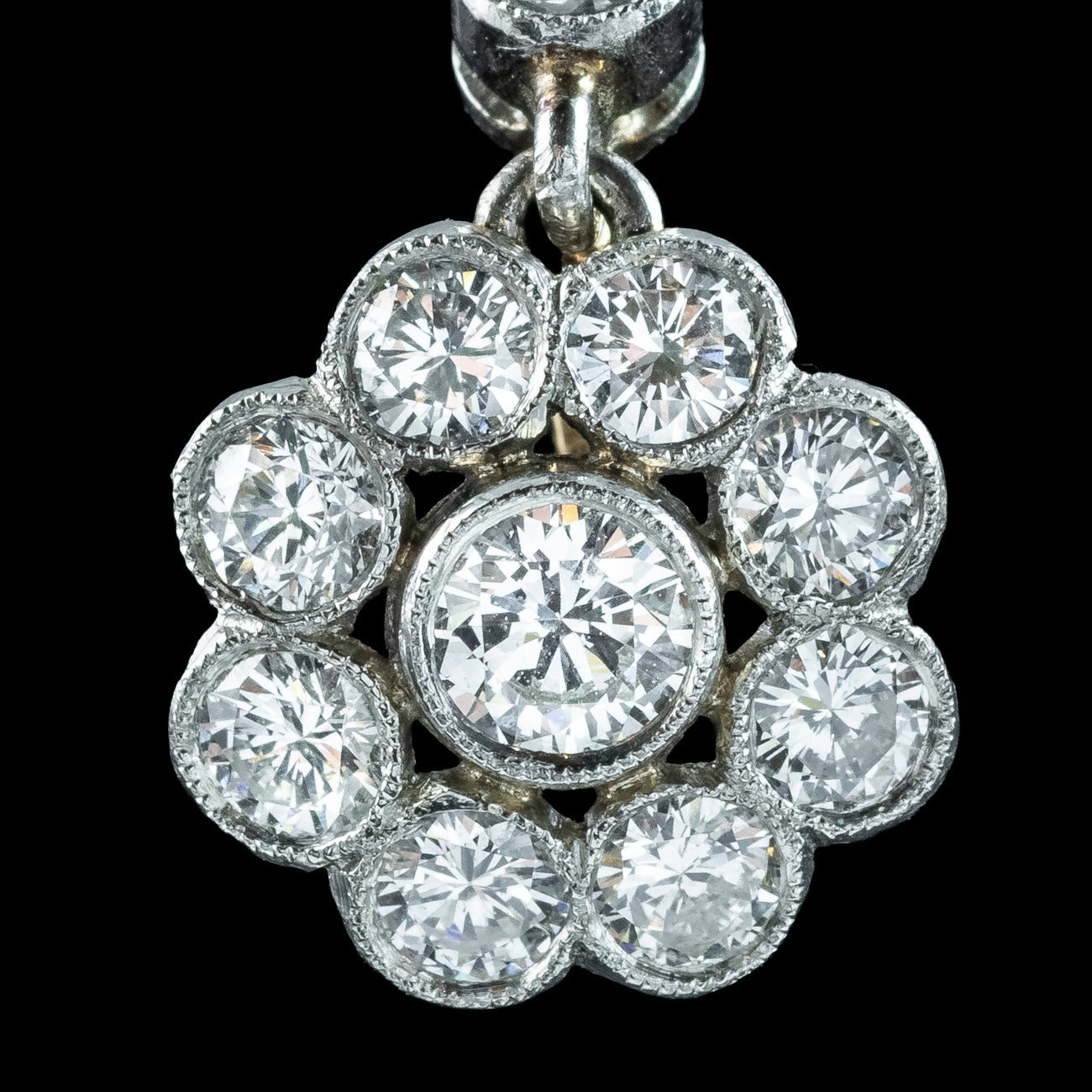 Antique Edwardian Diamond Earrings 1.84ct Daisy Cluster