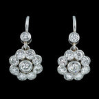 Antique Edwardian Diamond Earrings 1.84ct Daisy Cluster