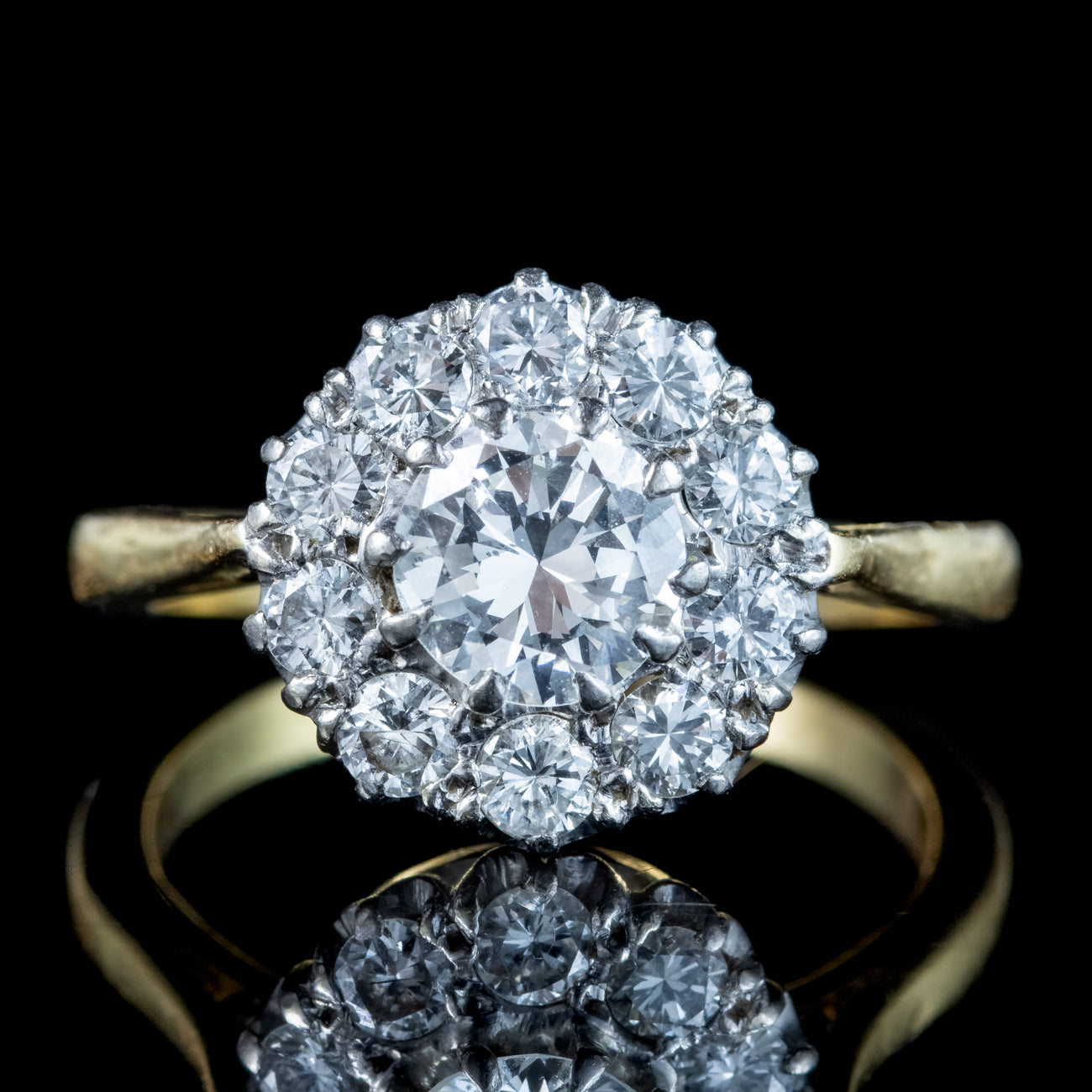 Antique Edwardian Diamond Daisy Cluster Ring 1.6ct Total Secondary image
