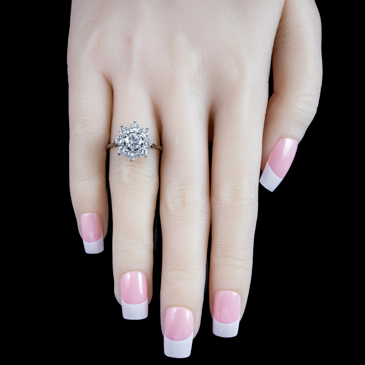 Antique Edwardian Diamond Daisy Cluster Ring 2.25ct Total