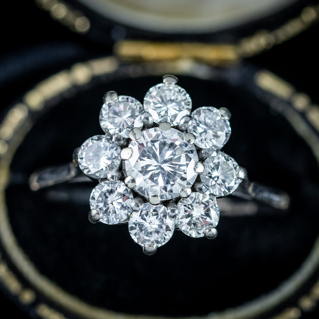 Antique Edwardian Diamond Daisy Cluster Ring 2.25ct Total