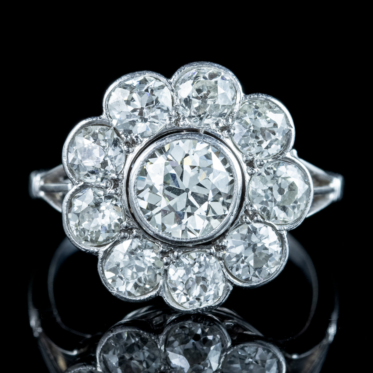 Antique Edwardian Diamond Daisy Cluster Ring 3ct Total Secondary image