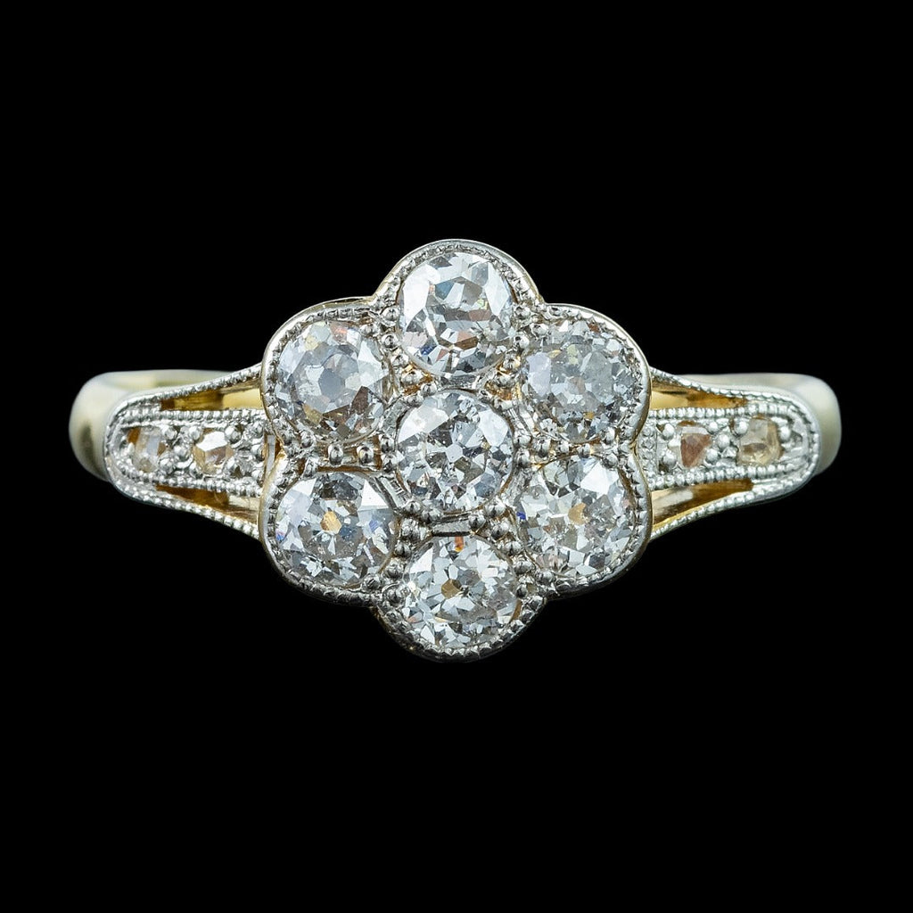 Antique Edwardian Diamond Daisy Cluster Ring 0.72ct Total