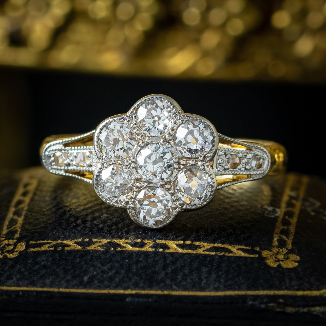 Antique Edwardian Diamond Daisy Cluster Ring 0.72ct Total