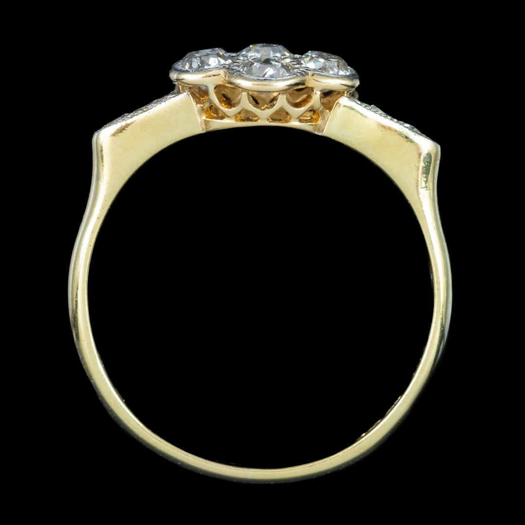 Antique Edwardian Diamond Daisy Cluster Ring 0.72ct Total