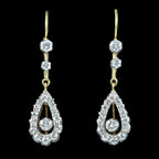 Antique Edwardian Diamond Drop Earrings 18ct Gold 1ct Total