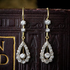Antique Edwardian Diamond Drop Earrings 18ct Gold 1ct Total