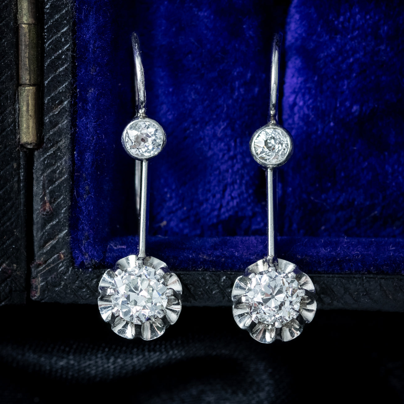 Antique Edwardian Diamond Drop Earrings 1.2ct Total Secondary image