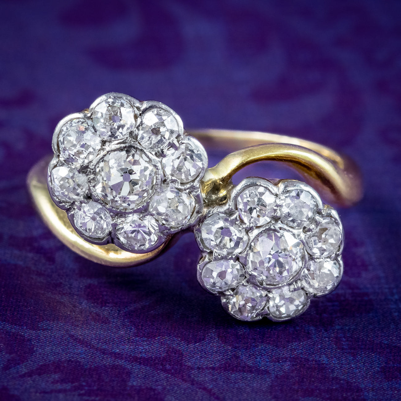 Antique Edwardian Diamond Flower Twist Ring 1.5ct Total Main image