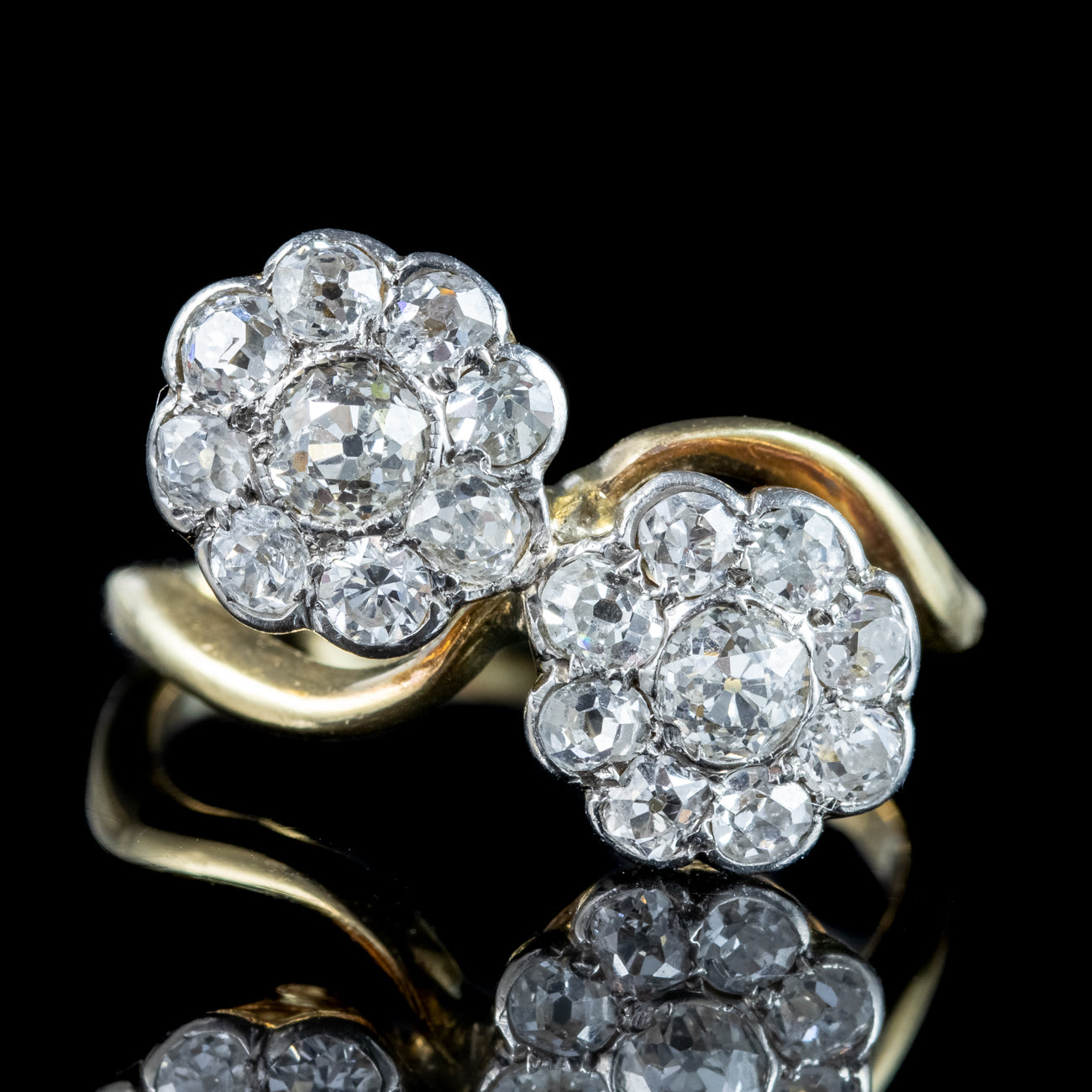 Antique Edwardian Diamond Flower Twist Ring 1.5ct Total Secondary image