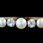 Antique Edwardian Diamond Pearl Bangle 18ct Gold 3.5ct Diamond