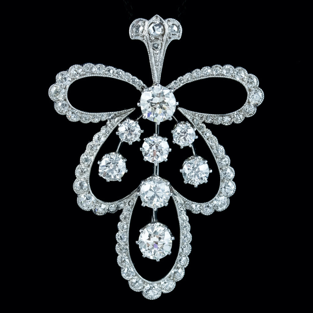 Antique Edwardian Diamond Pendant Necklace Platinum 4ct Of Diamond