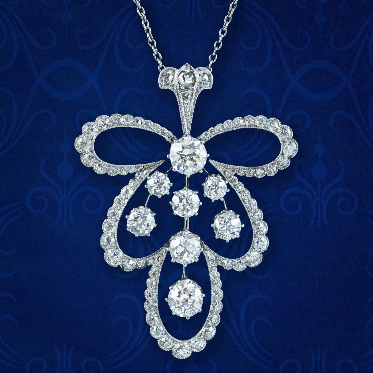 Antique Edwardian Diamond Pendant Necklace Platinum 4ct Of Diamond Main image